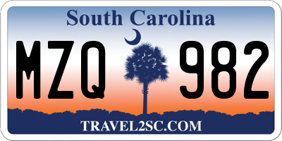 SC license plate MZQ982