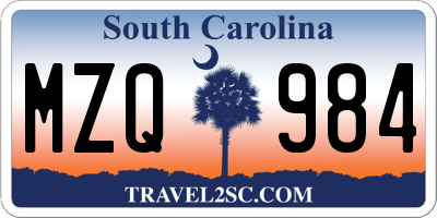 SC license plate MZQ984
