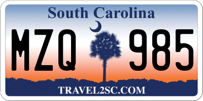 SC license plate MZQ985