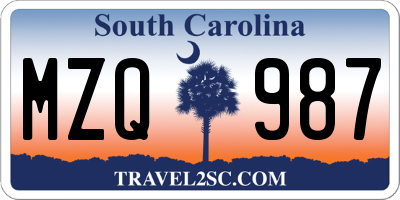 SC license plate MZQ987