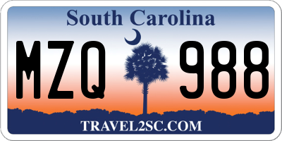 SC license plate MZQ988