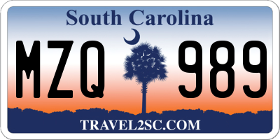 SC license plate MZQ989