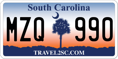 SC license plate MZQ990