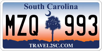 SC license plate MZQ993