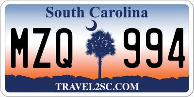 SC license plate MZQ994