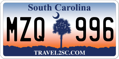 SC license plate MZQ996