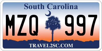 SC license plate MZQ997