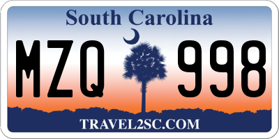 SC license plate MZQ998