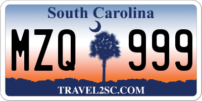 SC license plate MZQ999