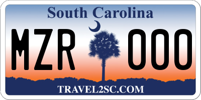 SC license plate MZR000