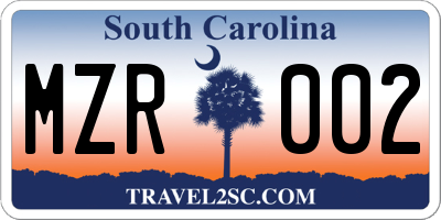 SC license plate MZR002