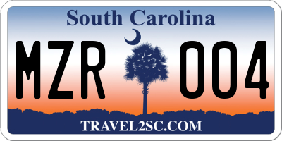 SC license plate MZR004