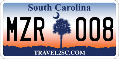 SC license plate MZR008
