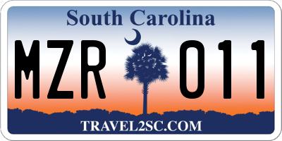 SC license plate MZR011