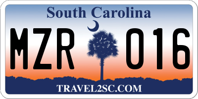 SC license plate MZR016