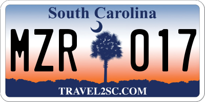 SC license plate MZR017