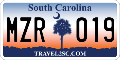 SC license plate MZR019