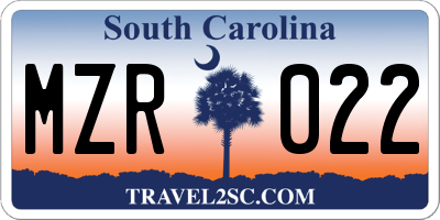 SC license plate MZR022