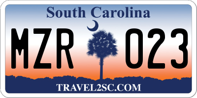 SC license plate MZR023