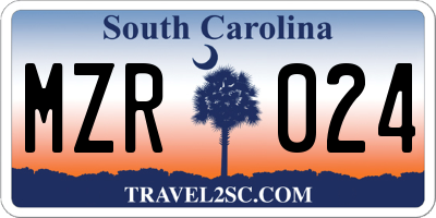SC license plate MZR024