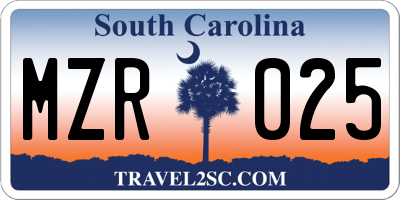 SC license plate MZR025