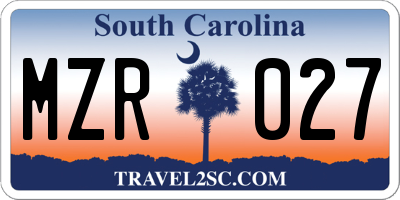 SC license plate MZR027