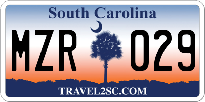 SC license plate MZR029