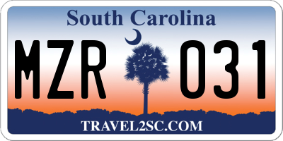 SC license plate MZR031