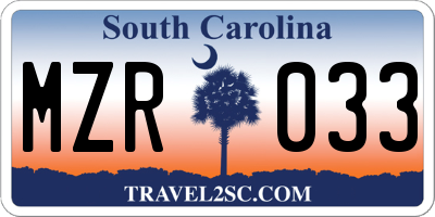 SC license plate MZR033