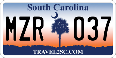 SC license plate MZR037