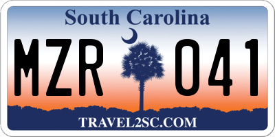 SC license plate MZR041