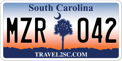 SC license plate MZR042