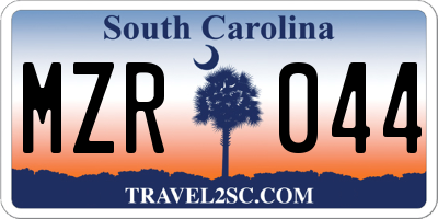 SC license plate MZR044