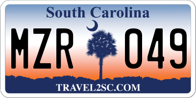 SC license plate MZR049