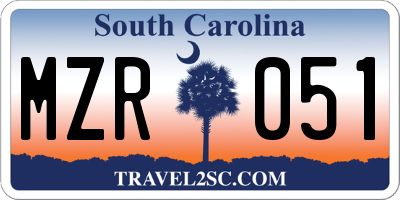 SC license plate MZR051