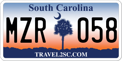 SC license plate MZR058