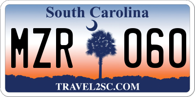 SC license plate MZR060