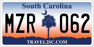 SC license plate MZR062
