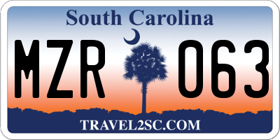 SC license plate MZR063