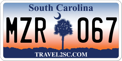 SC license plate MZR067