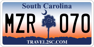 SC license plate MZR070