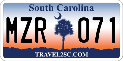 SC license plate MZR071