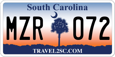 SC license plate MZR072