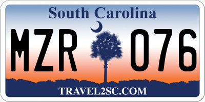 SC license plate MZR076
