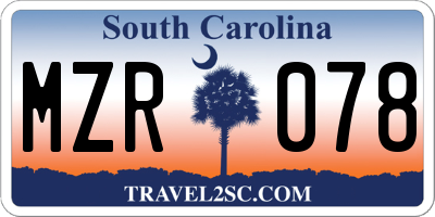 SC license plate MZR078
