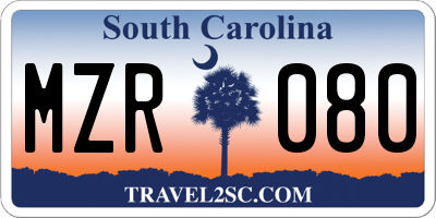 SC license plate MZR080