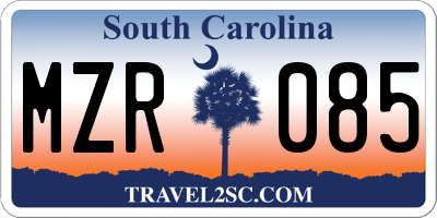 SC license plate MZR085