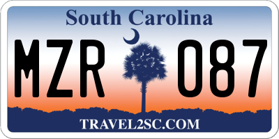 SC license plate MZR087