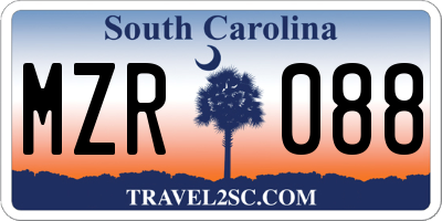 SC license plate MZR088