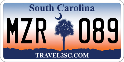 SC license plate MZR089
